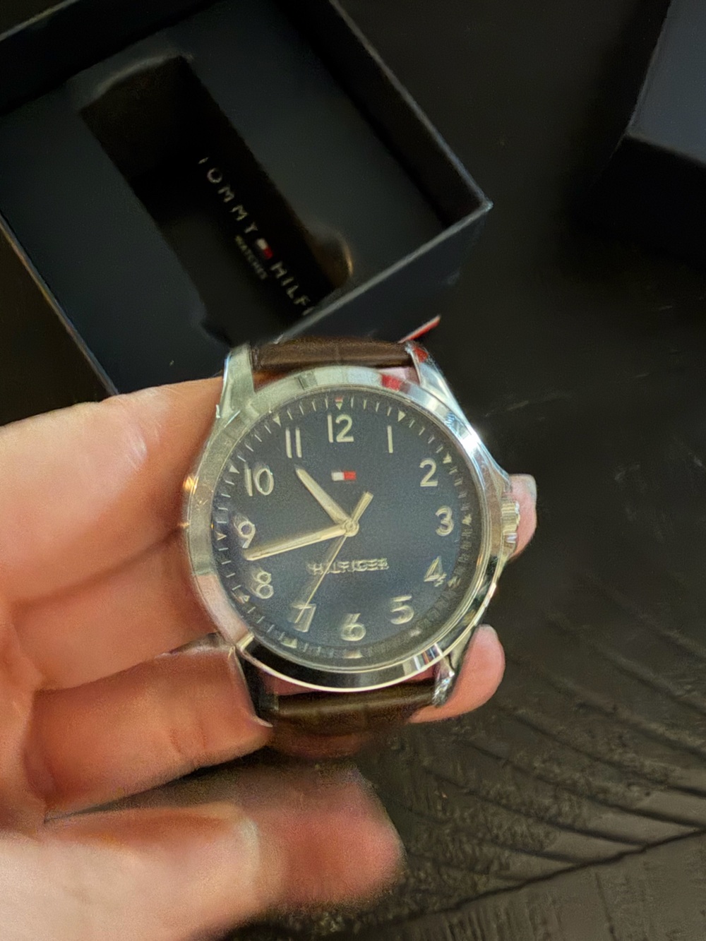 Tommy Hilfiger Women or Men’s NavyDial Watch with Brown Leather Strap